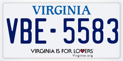 VA license plate VBE5583