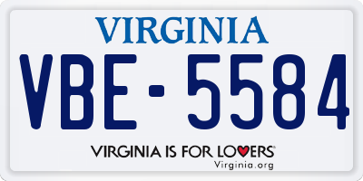 VA license plate VBE5584