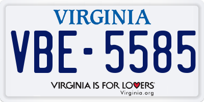 VA license plate VBE5585