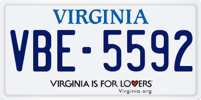 VA license plate VBE5592