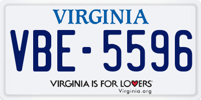 VA license plate VBE5596