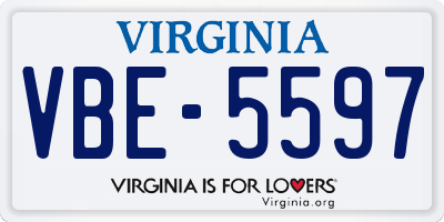 VA license plate VBE5597