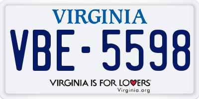 VA license plate VBE5598