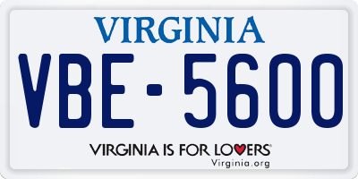 VA license plate VBE5600