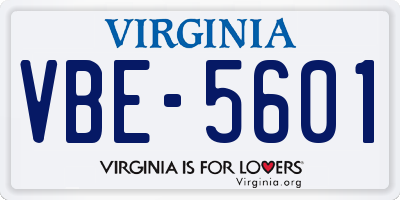 VA license plate VBE5601