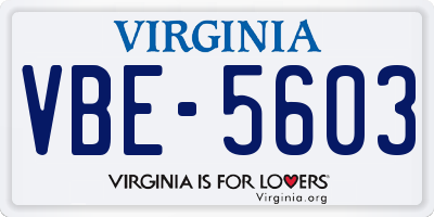 VA license plate VBE5603