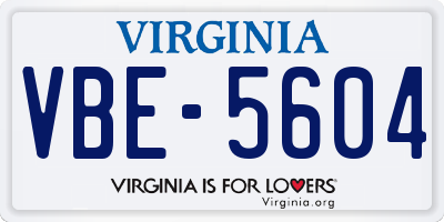 VA license plate VBE5604