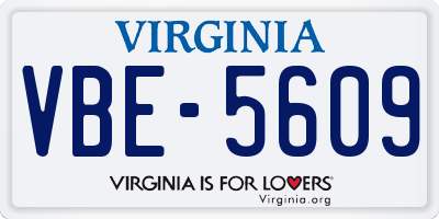 VA license plate VBE5609