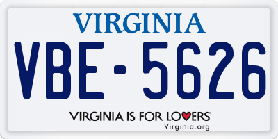 VA license plate VBE5626