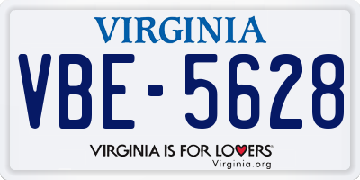 VA license plate VBE5628