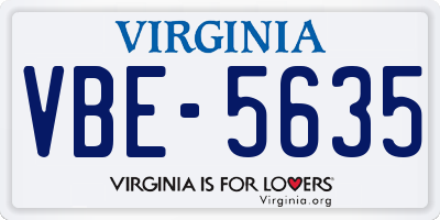 VA license plate VBE5635
