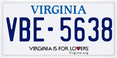 VA license plate VBE5638