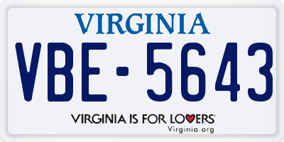 VA license plate VBE5643
