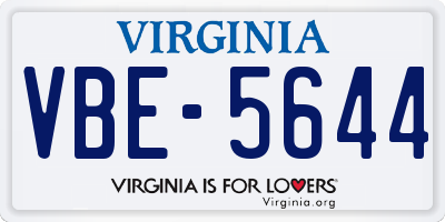 VA license plate VBE5644