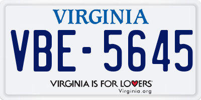 VA license plate VBE5645