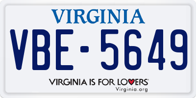 VA license plate VBE5649
