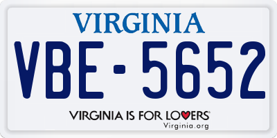 VA license plate VBE5652