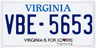 VA license plate VBE5653