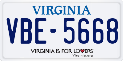 VA license plate VBE5668