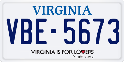VA license plate VBE5673
