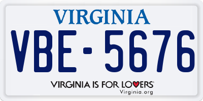 VA license plate VBE5676