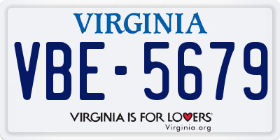 VA license plate VBE5679