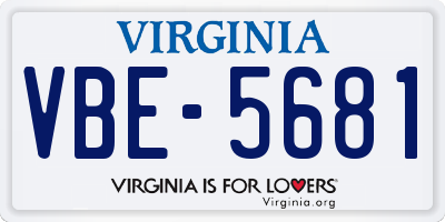 VA license plate VBE5681
