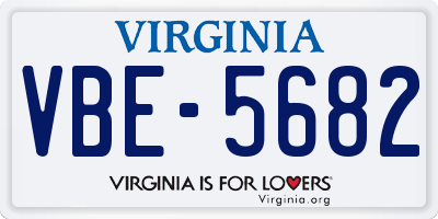 VA license plate VBE5682