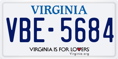 VA license plate VBE5684