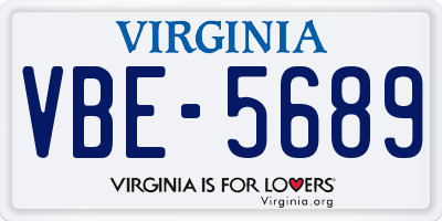 VA license plate VBE5689