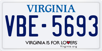 VA license plate VBE5693