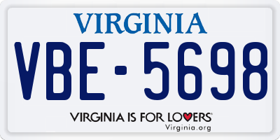 VA license plate VBE5698