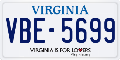 VA license plate VBE5699