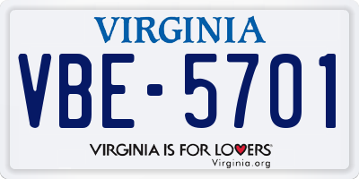 VA license plate VBE5701