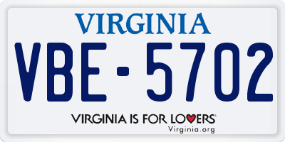 VA license plate VBE5702