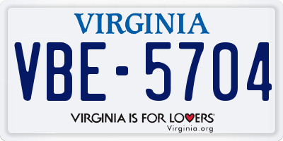 VA license plate VBE5704