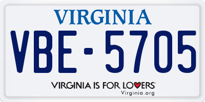 VA license plate VBE5705