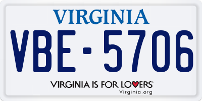 VA license plate VBE5706