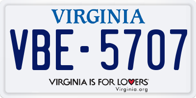 VA license plate VBE5707