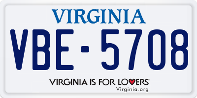 VA license plate VBE5708