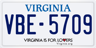 VA license plate VBE5709