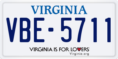VA license plate VBE5711