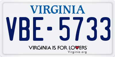 VA license plate VBE5733