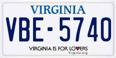 VA license plate VBE5740