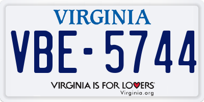 VA license plate VBE5744