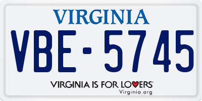 VA license plate VBE5745
