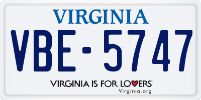 VA license plate VBE5747