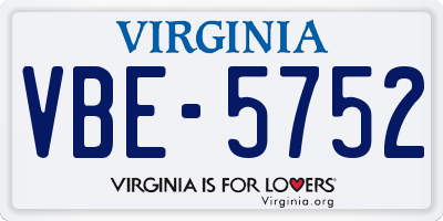 VA license plate VBE5752