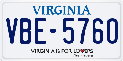 VA license plate VBE5760