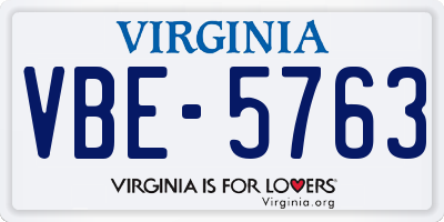 VA license plate VBE5763